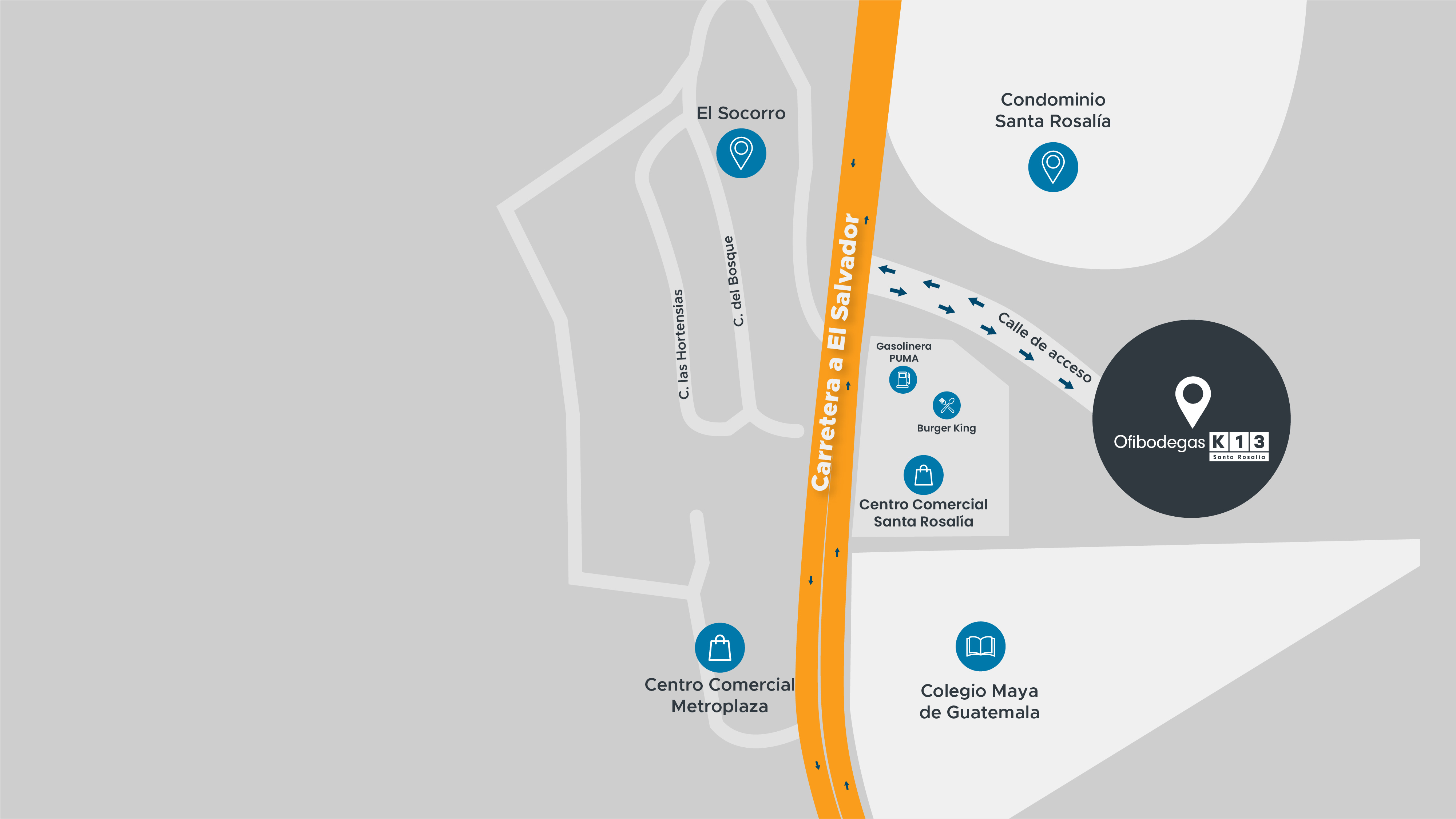 Mapa de ubicación K13, km 13 Carretera a El Salvador
